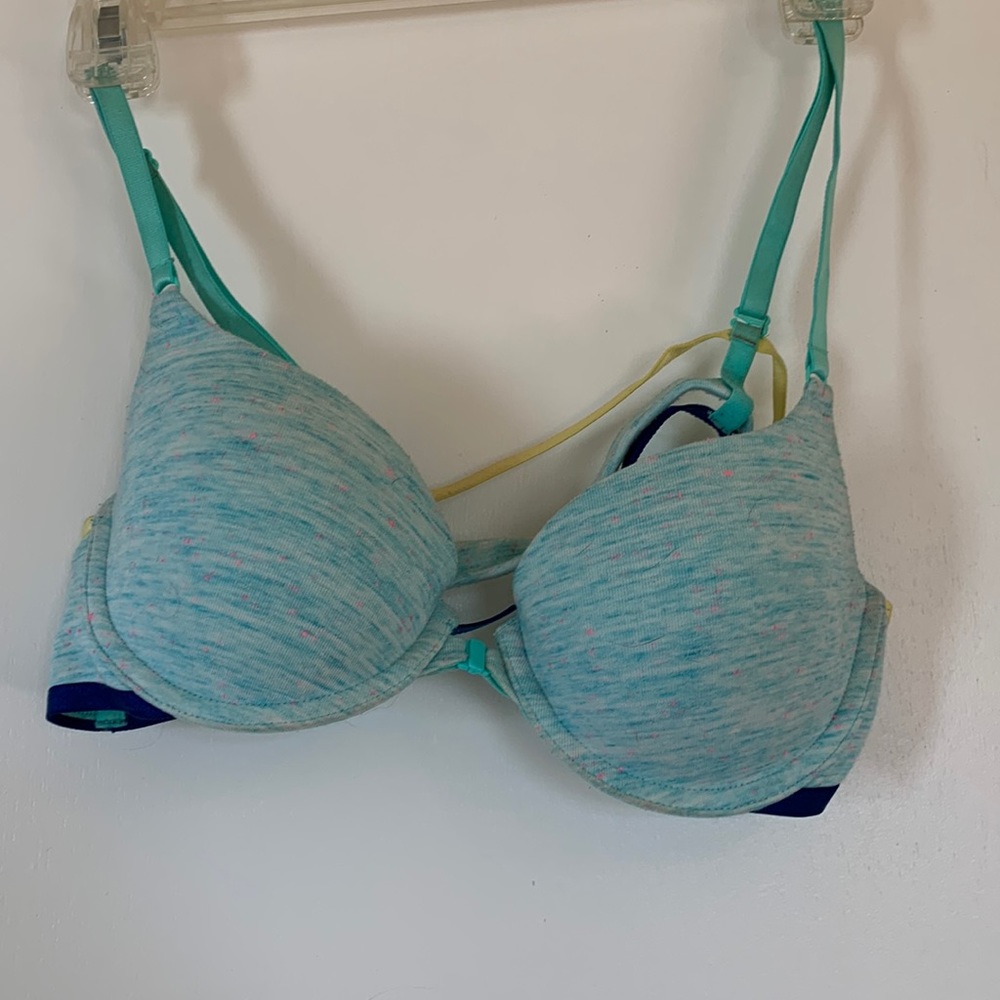 Victoria’s Secret Lined Demi Bra Teak with blue and yellow back strap 36b